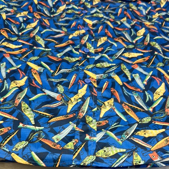 Vibrant Blue and Orange Casual Button Down Shirt - Picture 6 of 12